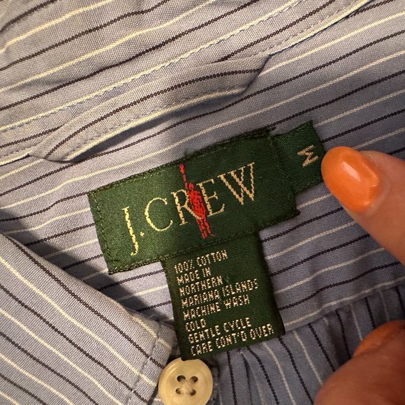 VINTAGE 90s J. Crew Men's Striped Long Sleeve Button Down in Baby Blue Size Med - Picture 16 of 16